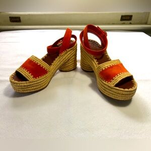Tory Burch orange platform sandals size 7